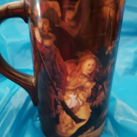 GEROLD PORZELLAN TETTAU BAVARIA WEST GERMANY CAVALIERS STEIN/ MUG 7-3/4" - Picture 2 of 3